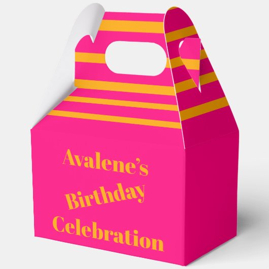 Vet roze en fel Sinaasappel verjaardagsfeest Bedankdoosjes (Achterkant)