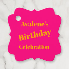 Vet roze en fel Sinaasappel verjaardagsfeest Bedankjes Labels