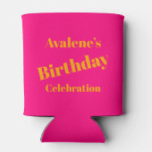 Vet roze en fel Sinaasappel verjaardagsfeest Blikjeskoeler (Achterkant)