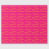 Vet roze en fel Sinaasappel verjaardagsfeest Cadeaupapier (Vlak)