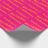 Vet roze en fel Sinaasappel verjaardagsfeest Cadeaupapier (Hoek)