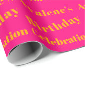 Vet roze en fel Sinaasappel verjaardagsfeest Cadeaupapier (Rol Hoek)