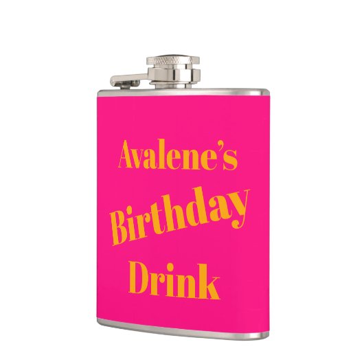 Vet roze en fel Sinaasappel verjaardagsfeest Heupfles (Links)