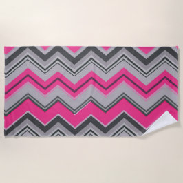 Vet Roze en Grijze Chevron Strandlaken