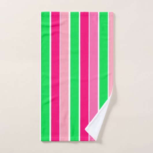 Vet roze en groene strepen bad handdoek (Handdoek)