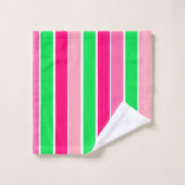 Vet roze en groene strepen bad handdoek (Wasdoekje)