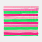 Vet roze en groene strepen fleece deken (Voorkant (Horizontaal))