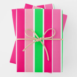 Vet roze en groene strepen inpakpapier vel