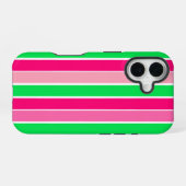 Vet roze en groene strepen iPhone 16 hoesje (Achterkant horizontaal)