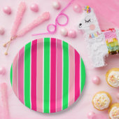 Vet roze en groene strepen papieren bordje (Feest)