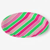 Vet roze en groene strepen papieren bordje (Gekanteld)