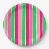 Vet roze en groene strepen papieren bordje (Voorkant)