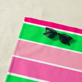 Vet roze en groene strepen strandlaken