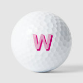 Vet Roze en Heet Roze Initiaal Monogram Golfballen (Voorkant)
