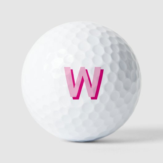 Vet Roze en Heet Roze Initiaal Monogram Golfballen (Voorkant)
