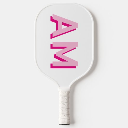 Vet Roze en Heet Roze Monogram Initialen Pickleball Paddle (Voorkant)