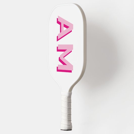 Vet Roze en Heet Roze Monogram Initialen Pickleball Paddle (Links)