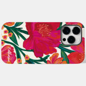 Vet Roze en oranje bloemen Gepersonaliseerde naam Case-Mate iPhone Case (Achterkant (horizontaal))