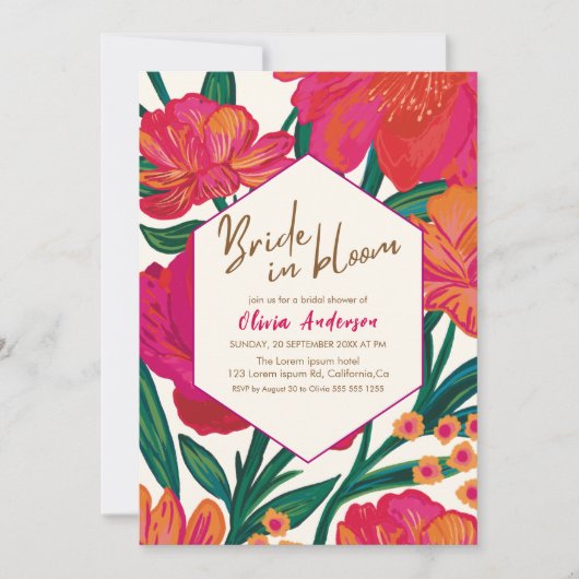 Vet Roze en oranje Bruid in bloei Vrijgezellenfees Kaart (Voorkant)