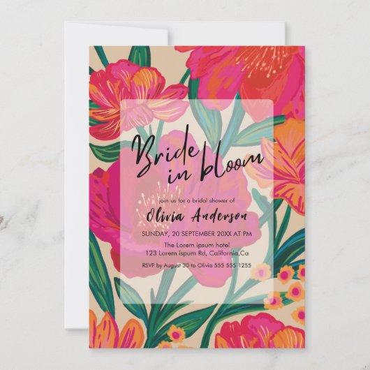 Vet Roze en oranje Bruid in bloei Vrijgezellenfees Kaart (Voorkant)