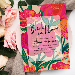 Vet Roze en oranje Bruid in bloei Vrijgezellenfees Kaart