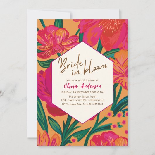 Vet Roze en oranje Bruid in bloei Vrijgezellenfees Kaart (Voorkant)