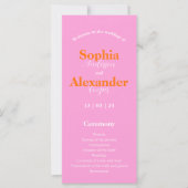 Vet roze en oranje kleurrijk huwelijksprogramma (Voorkant)