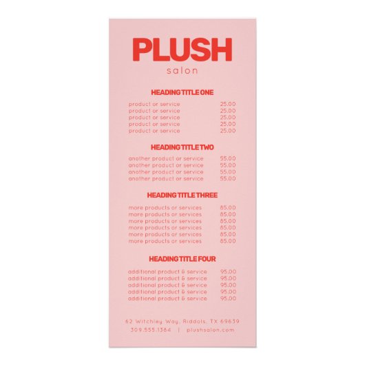 Vet Roze en Red Modern Business Custom Salon Reclamekaart (Voorkant)