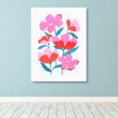 Vet Roze en Rode Bloemen Art Print (Insitu (Houten vloer))