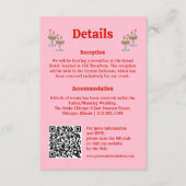 Vet Roze en Rode QR Code Trouwinformatie Informatiekaartje (Voorkant)