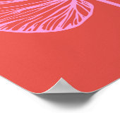 Vet roze en rood blad minimalistische botanische k poster (Hoek)