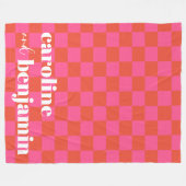 Vet roze en rood karton Aangepast huwelijk Fleece Deken (Voorkant (Horizontaal))