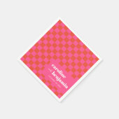 Vet roze en rood karton Aangepast huwelijk Servet (Hoek)