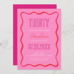 Vet Roze en Rood met Wavy Border 30th Kaart<br><div class="desc">Vier de grote 3-0 met onze verbluffende 30th Birthday Invitations, ingewikkeld ontworpen met golvende randen en gewaagde tinten van roze en rood. Perfect voor het toevoegen van een vleugje elegantie en persoonlijkheid aan uw mijlpaalviering, deze uitnodigingen zijn niet alleen uitnodigingen, maar een opmaat naar de onvergetelijke herinneringen die u gaat...</div>