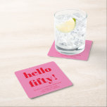 Vet Roze en Rood Modern 50ste Verjaardag Custom Kartonnen Onderzetters<br><div class="desc">Vet Roze en Rood Modern 50e Verjaardag Custom Vierkant Papier Onderzetter</div>