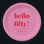 Vet Roze en Rood Modern 50ste Verjaardag Custom Papieren Bordje<br><div class="desc">Vet Typografie Roze en Rood Modern 50th Birthday Custom Paper Borden</div>