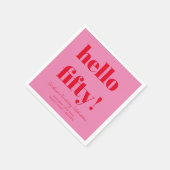 Vet Roze en Rood Modern 50ste Verjaardag Custom Servet (Hoek)