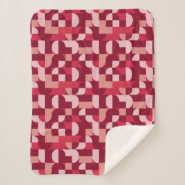 Vet roze en rood retro geometrisch patroon sherpa deken