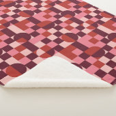 Vet roze en rood retro geometrisch patroon sherpa deken (3/4)