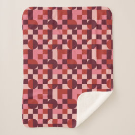 Vet roze en rood retro geometrisch patroon sherpa deken