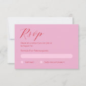 Vet roze en rood RSVP-kaart RSVP Kaartje (Voorkant)