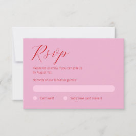 Vet roze en rood RSVP-kaart RSVP Kaartje