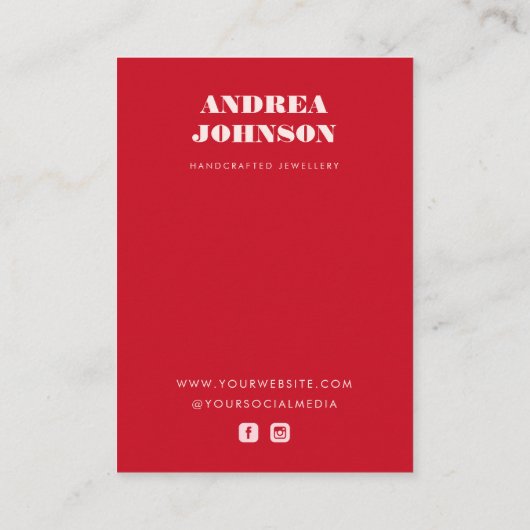 Vet roze en roodgrijs mod-oorscherm visitekaartje (Achterkant)