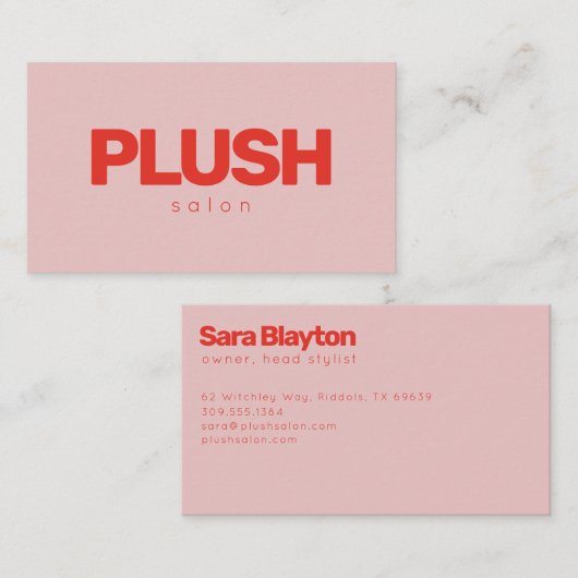 Vet roze en roodmatig gepersonaliseerd visitekaartje (Voorkant / Achterkant)