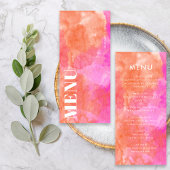 Vet Roze en Sinaasappel Abstracte Waterverf bruilo Menu