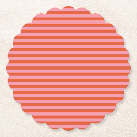 Vet Roze en Sinaasappel Gestreept Kartonnen Onderzetters (Voorkant)