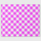 Vet roze en wit diagonaal-gingham-speldenband cadeaupapier (Vlak)