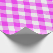 Vet roze en wit diagonaal-gingham-speldenband cadeaupapier (Hoek)