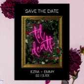 Vet Roze en Zwart Bloemen Til Death Save the Date