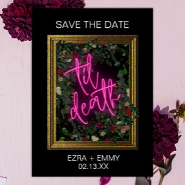 Vet Roze en Zwart Bloemen Til Death Save the Date